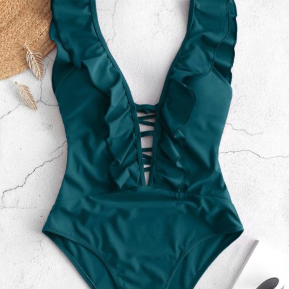 One piece teal swimsuit